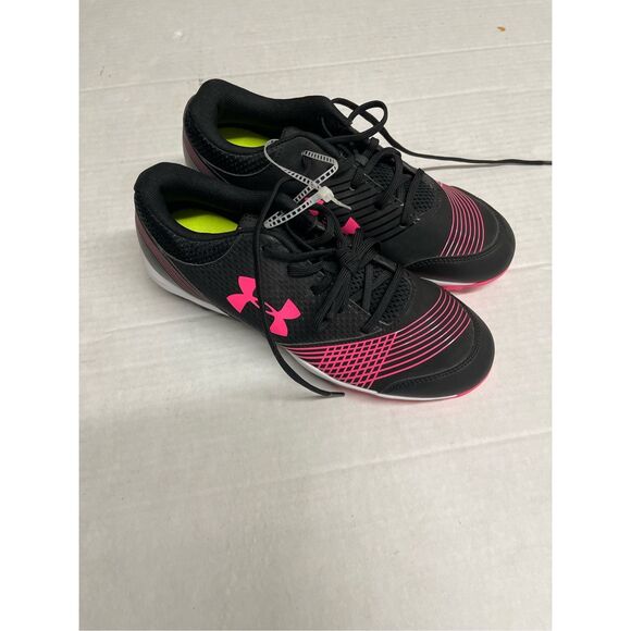 Under Armour Girls Glyde RM 1297332-064 Black Baseball Cleats Shoes Size 7.5 A41 - Picture 1 of 7